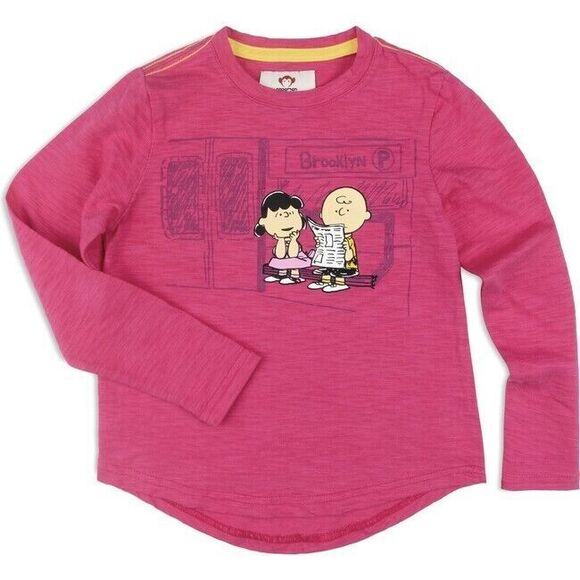 Appaman X Peanuts Girls Pink Long-Sleeve Graphic Tee Top Charlie Brown Lucy 10 - Picture 1 of 4